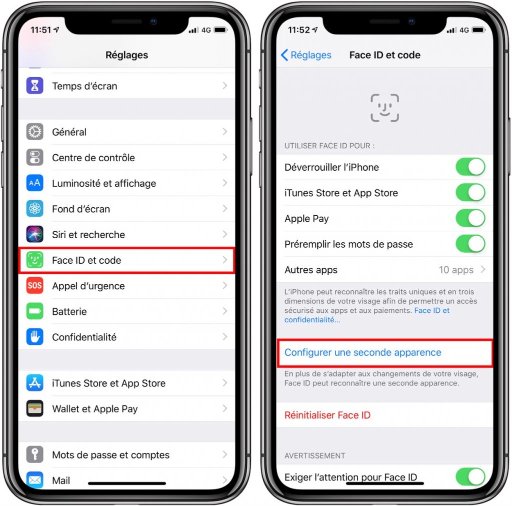 comment configurer face id sur iphone xr