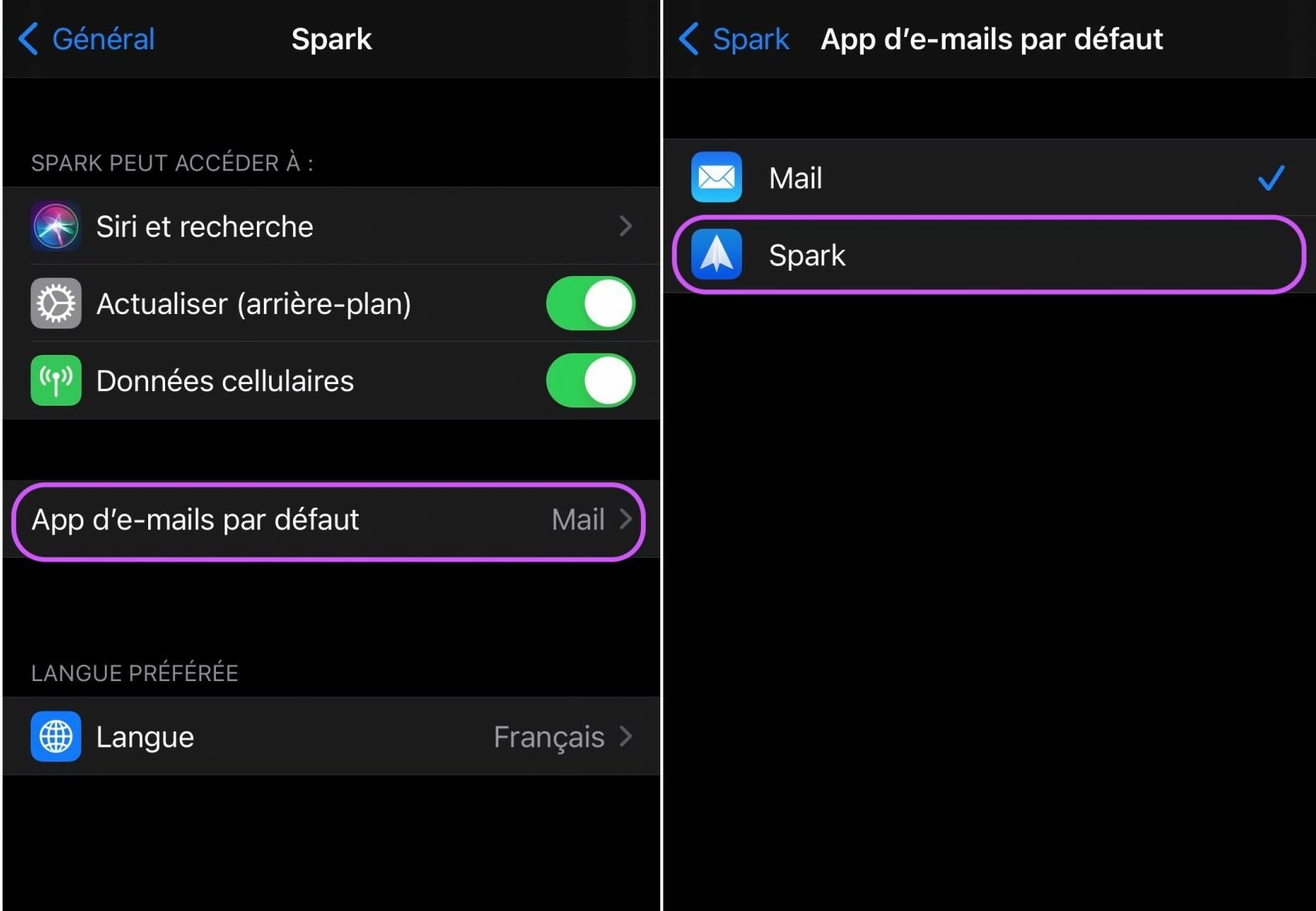 Tutoriel iOS, changer client mail par défaut