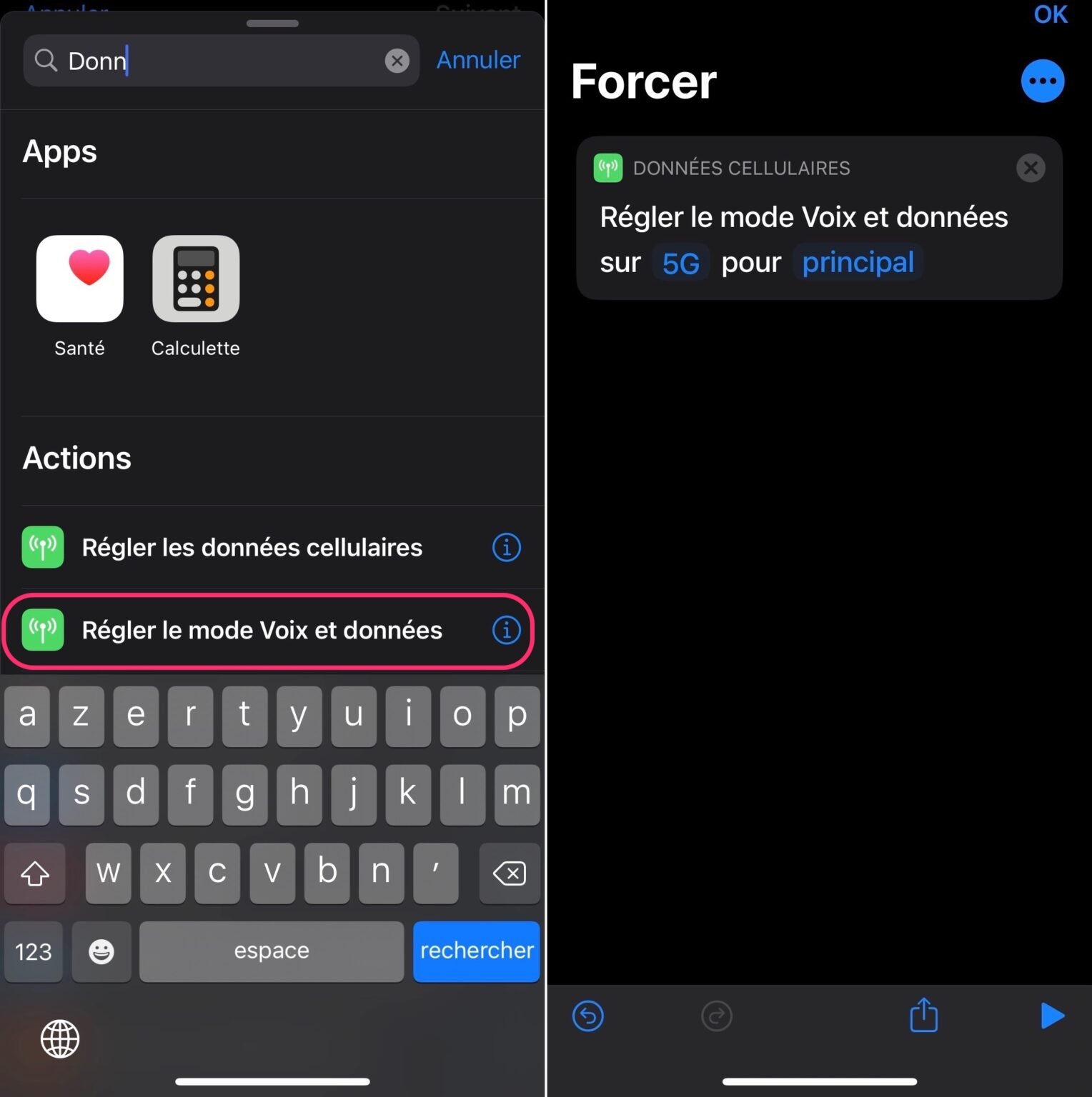 Tutoriel iPhone/iPad  comment forcer la 4G ou 5G avec Raccourcis