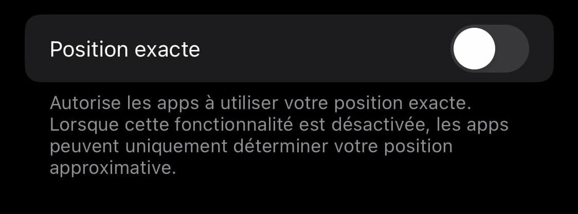 Position approximative du GPS iPhone