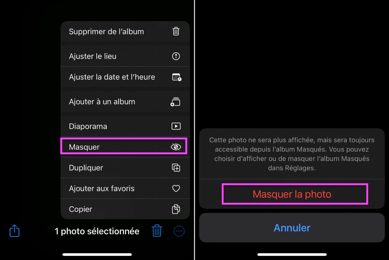 comment cacher des photos sur mon iphone