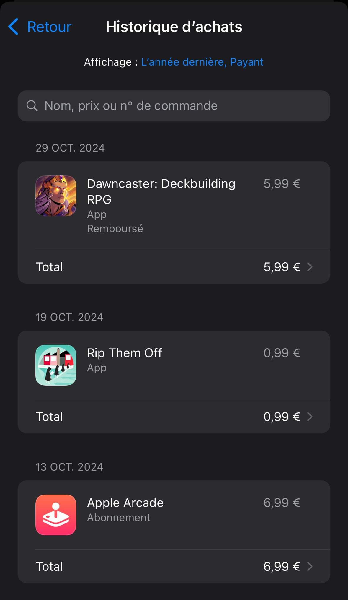 App Store historique apps payantes