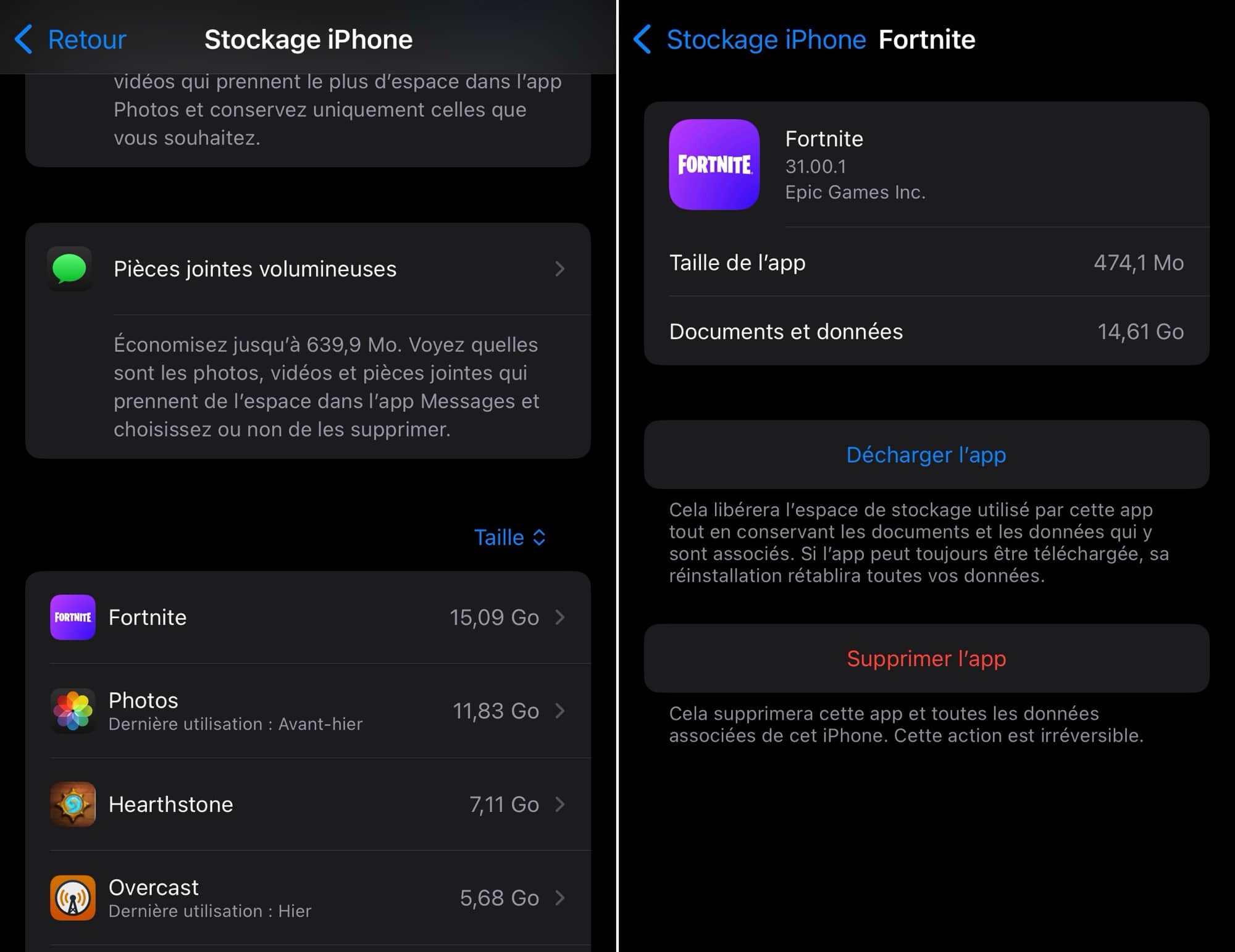 Stockage apps