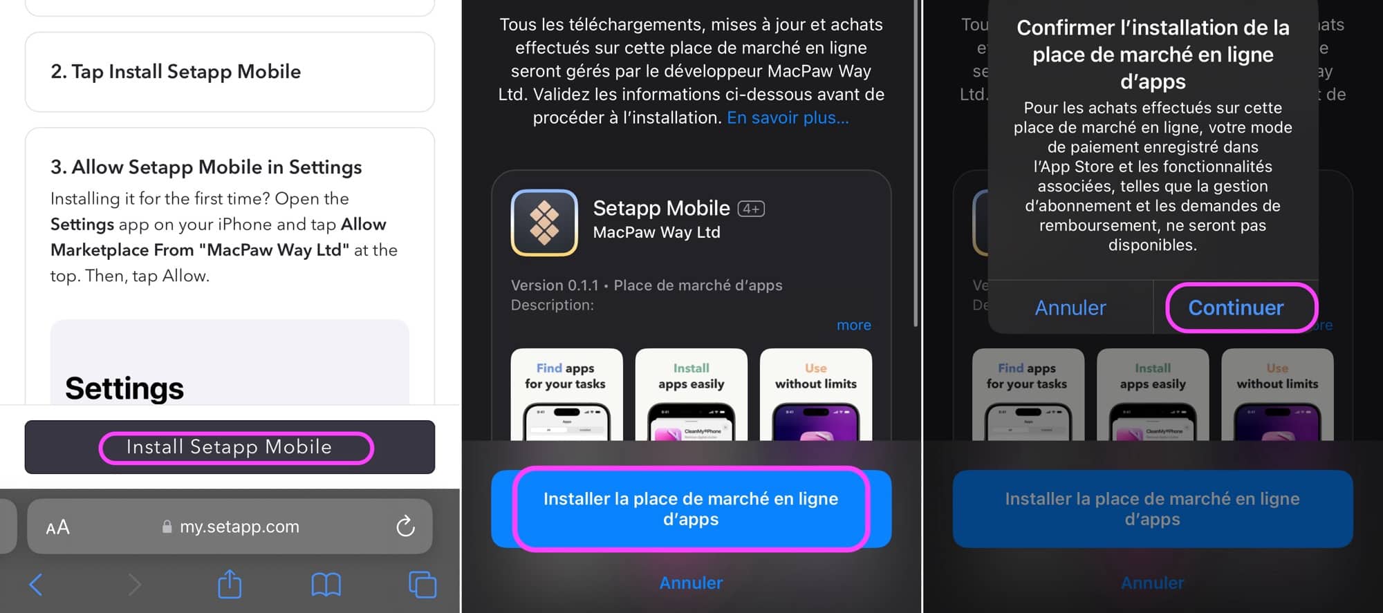 Installation Setapp Mobile iPhone