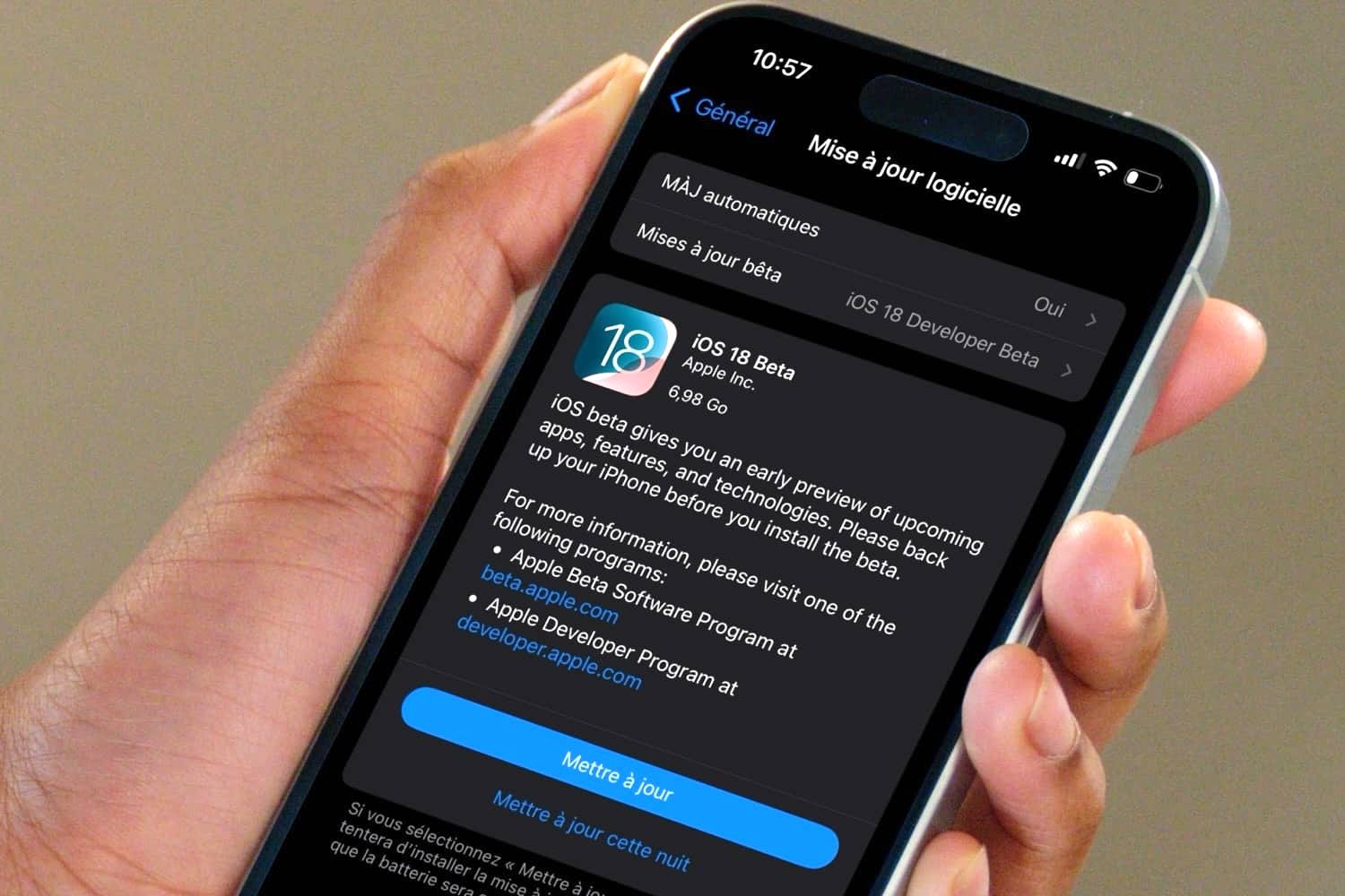 iOS 18 comment installer la bêta