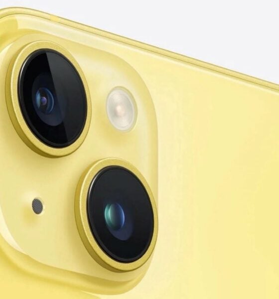 iPhone 14 Plus jaune et capteurs photo