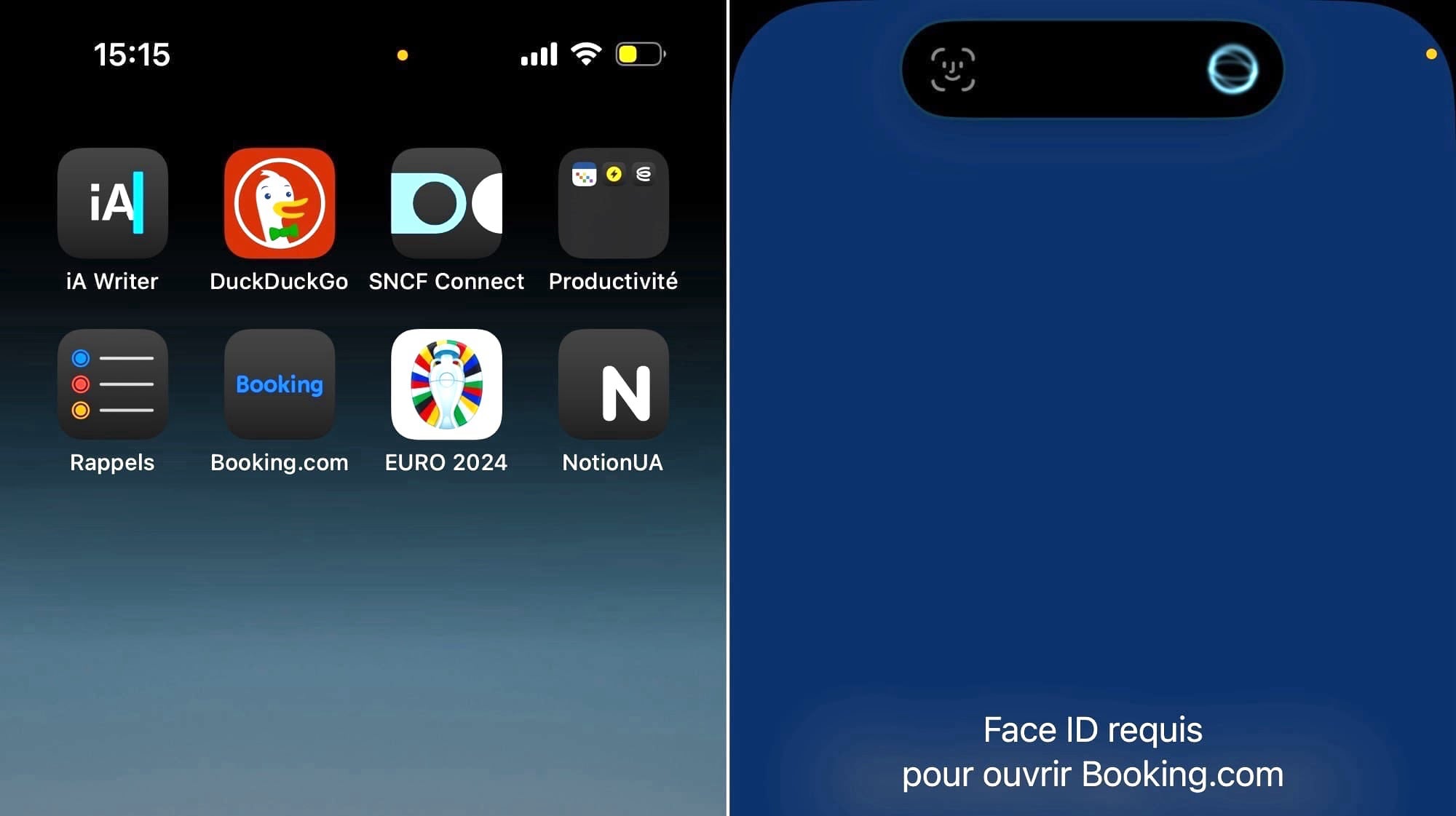 Accès Face ID app