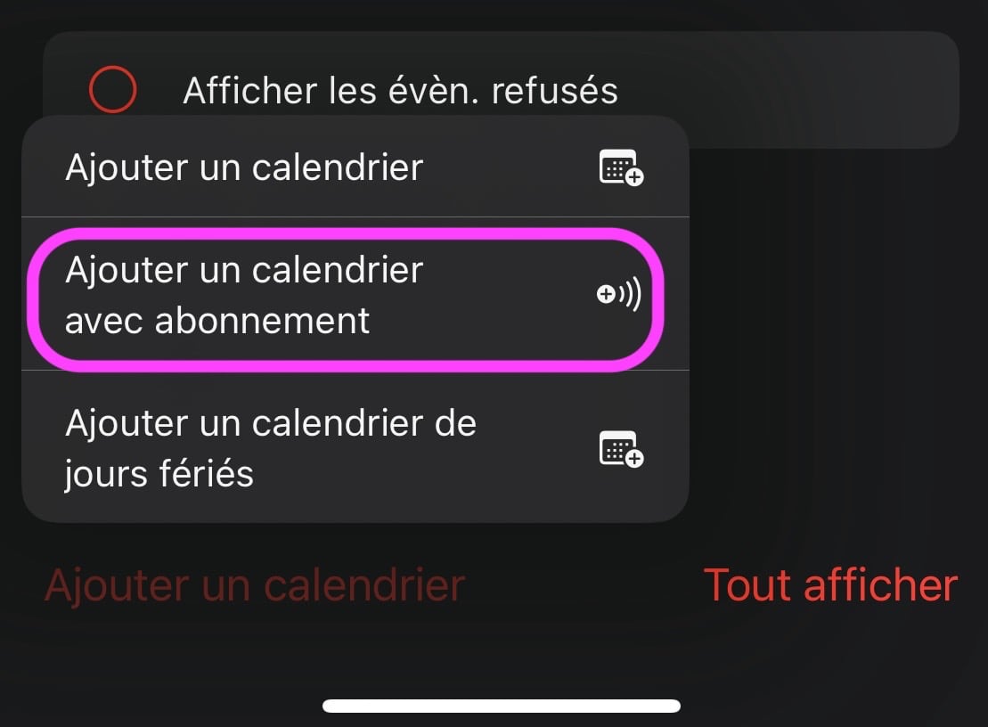 Abonner calendrier JO Paris 2024 iPhone