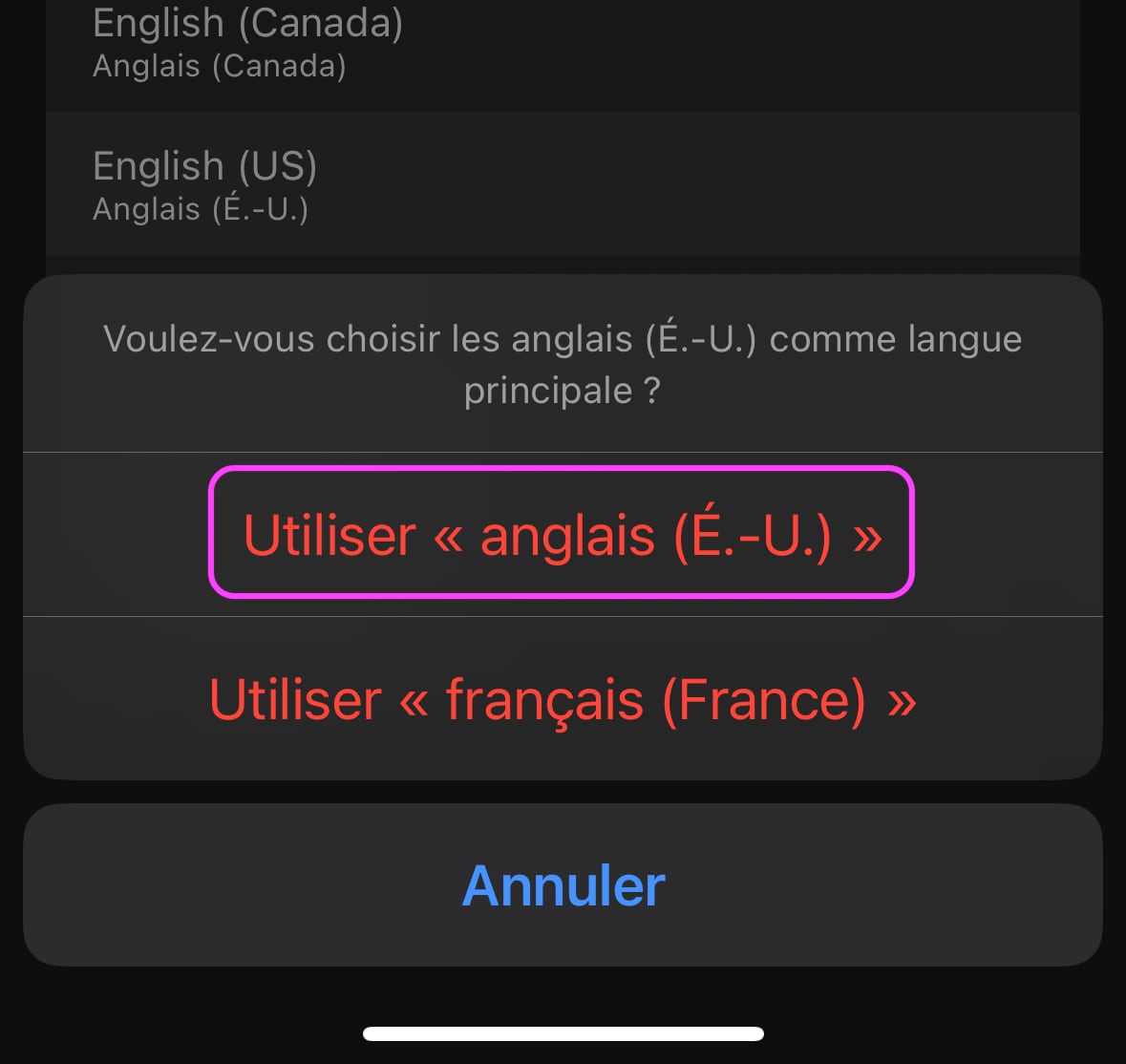 Anglais langue principale