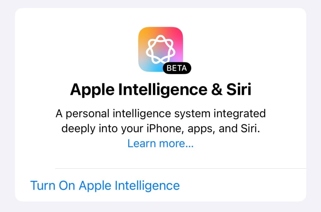 Apple Intelligence activation