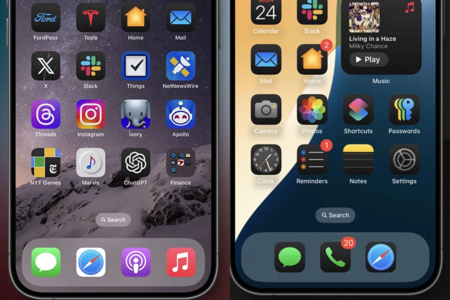 Application ios 18 sombre