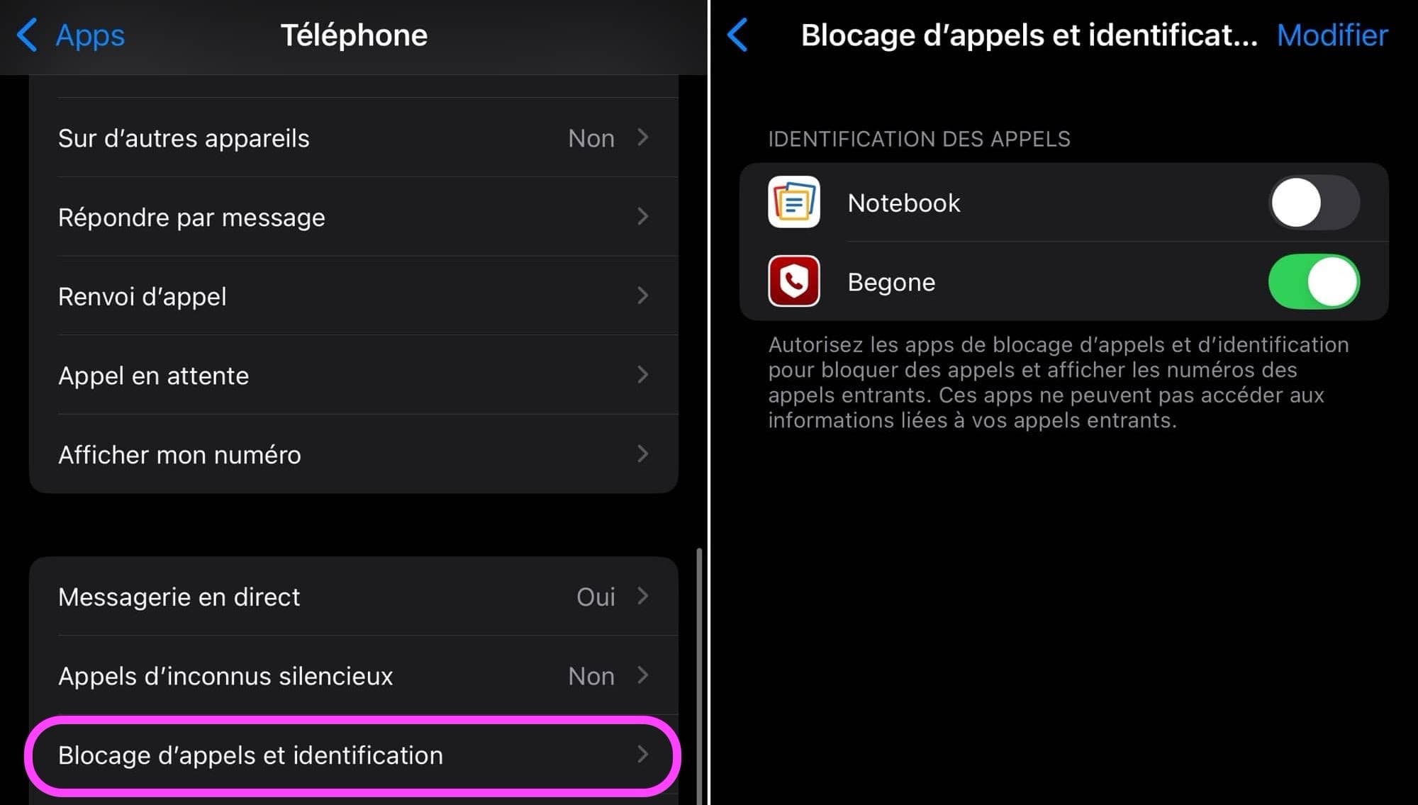 Begone app blocage telephonique