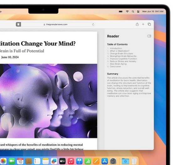 macOS Sequoia Safari et mode lecteur