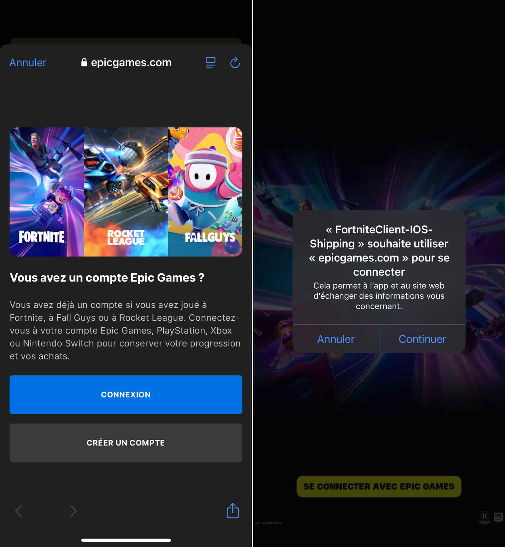Jeu Fortnite iPhone connexion