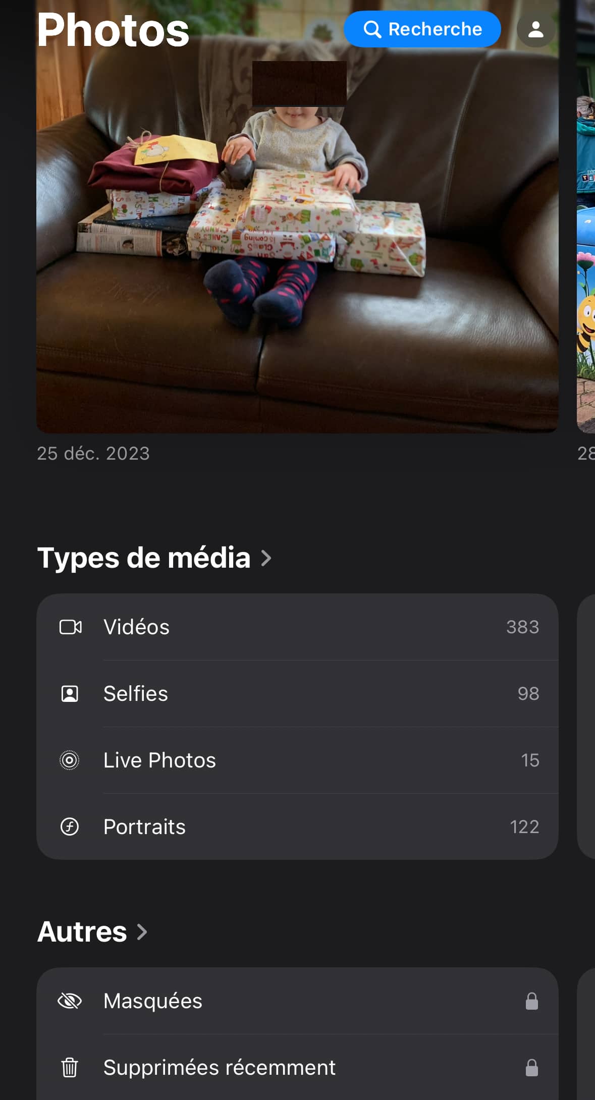 iOS 18 app Photos Types de médias