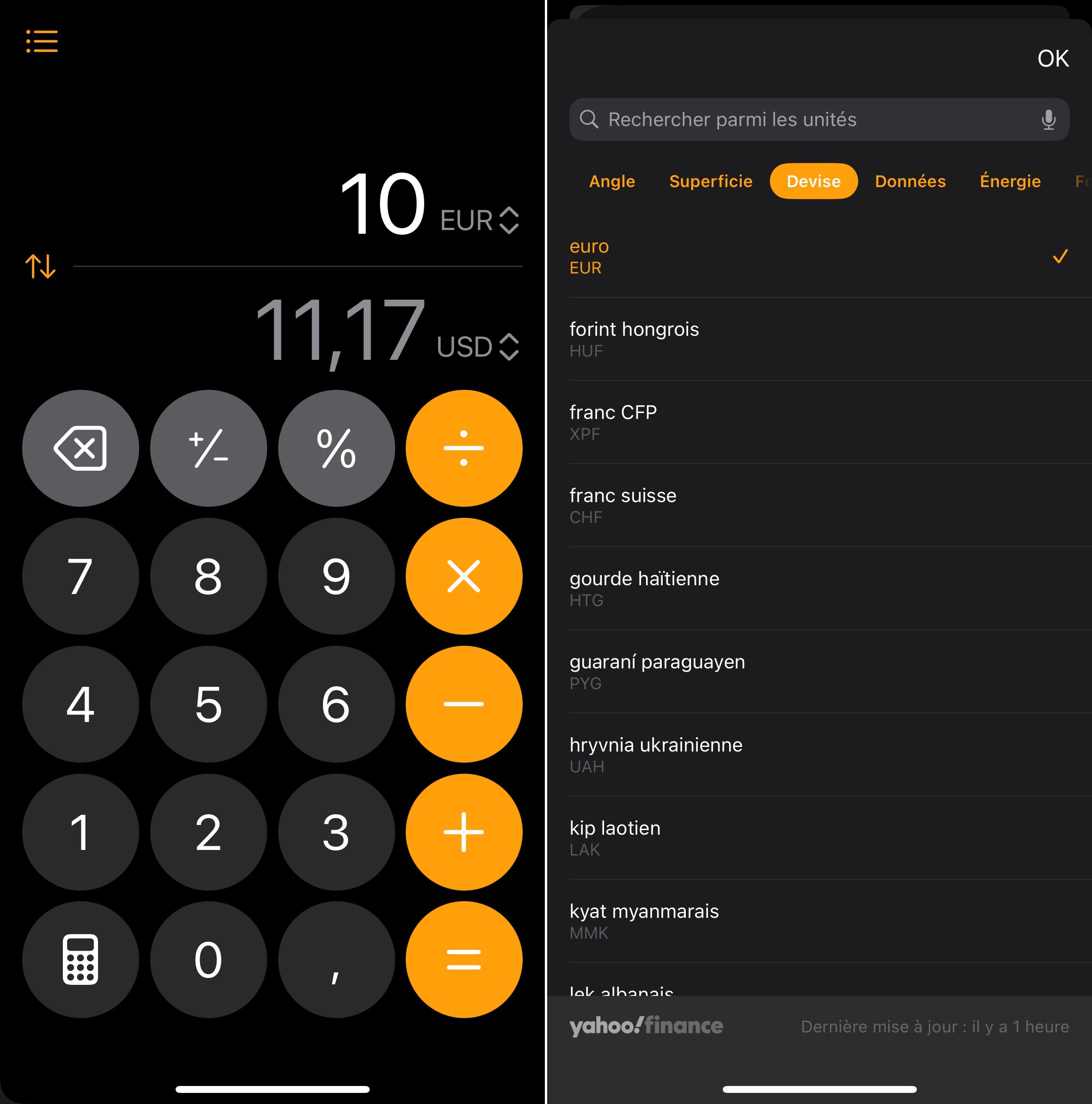 iOS 18 et conversion calculatrice