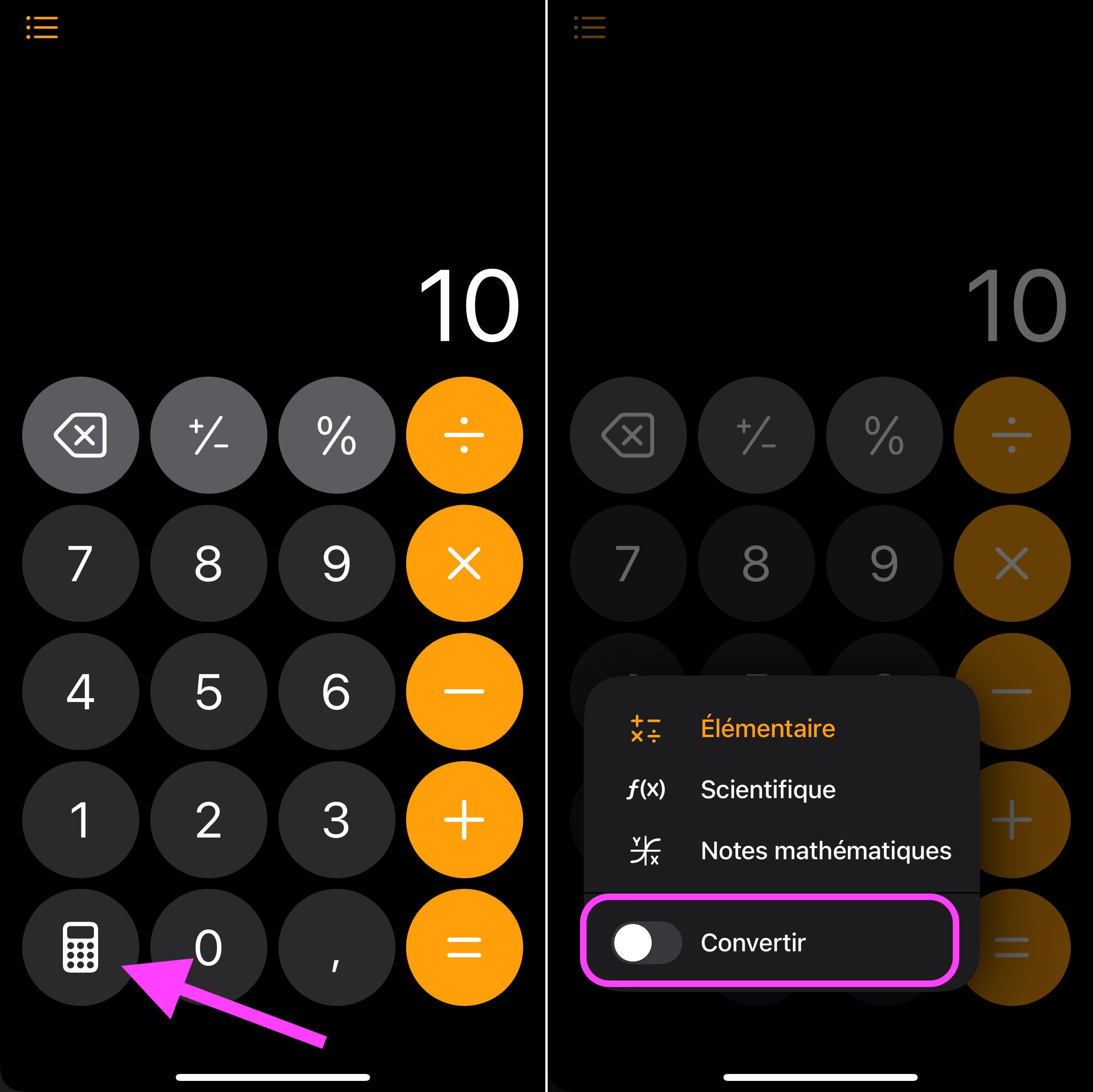 iOS 18 et conversion calculette