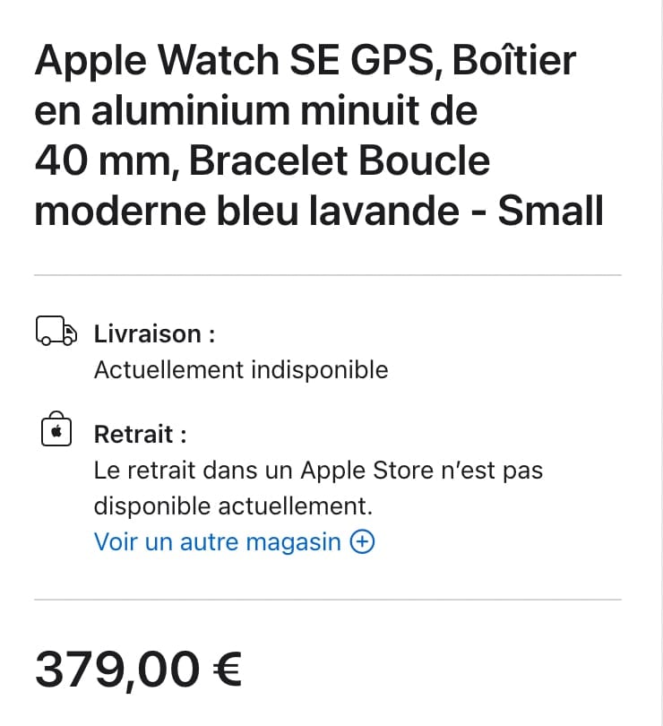 Indisponibilité Apple Watch Series 9