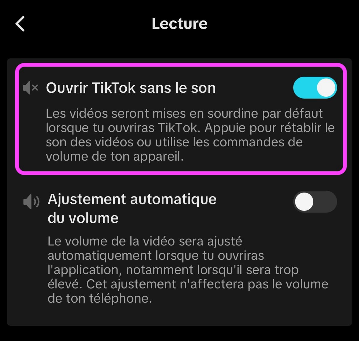 Ouvrir TikTok sans son