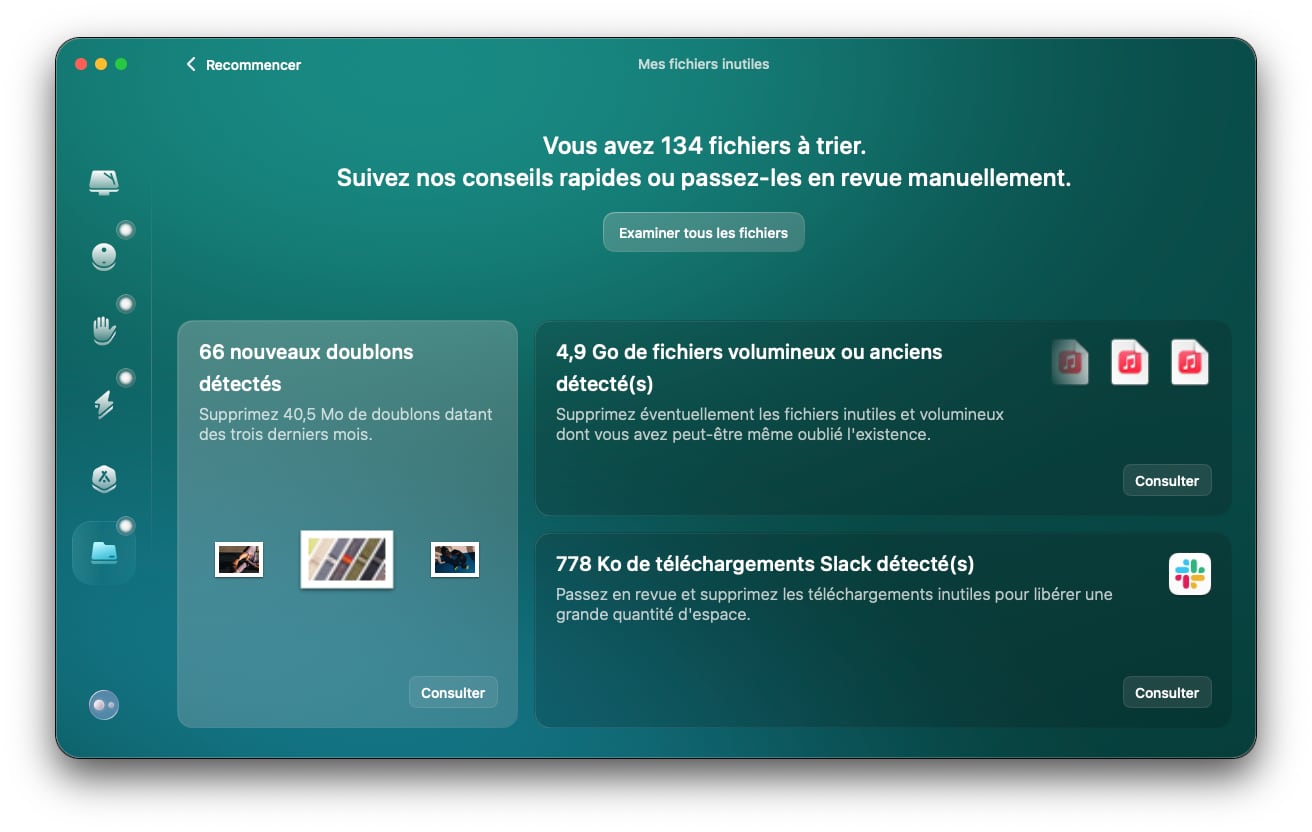 CleanMyMac analyse fichiers