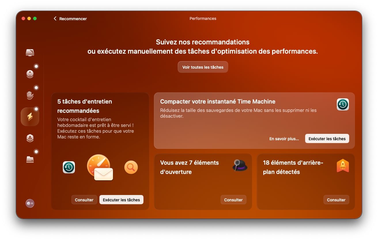 CleanMyMac analyse performances