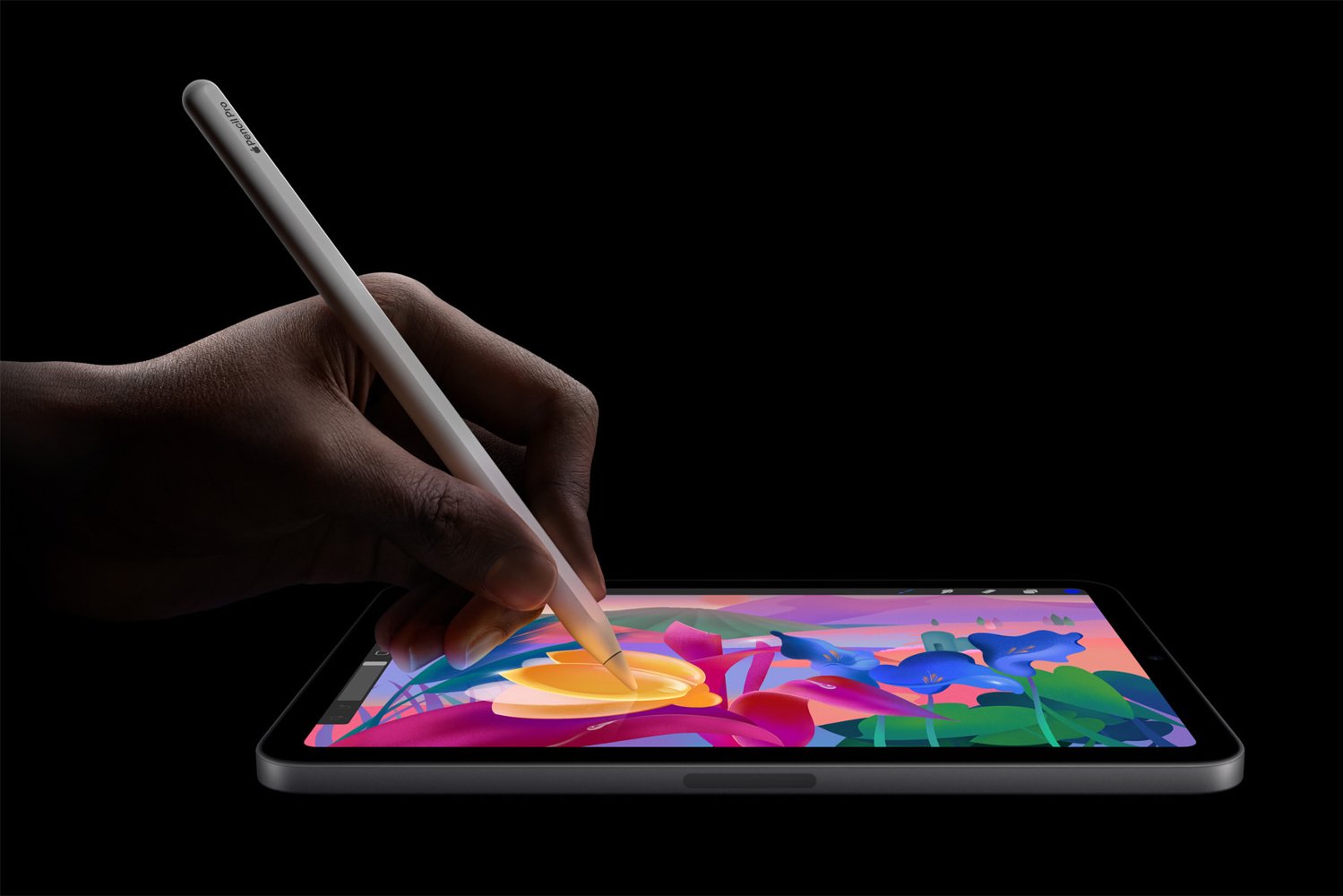 iPad mini 7 stylet fond noir