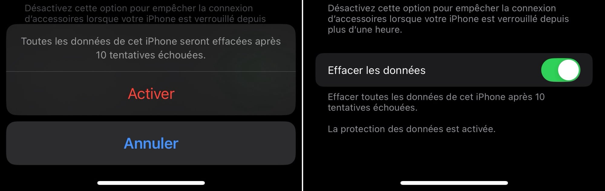 iPhone effacer les données 10 tentatives