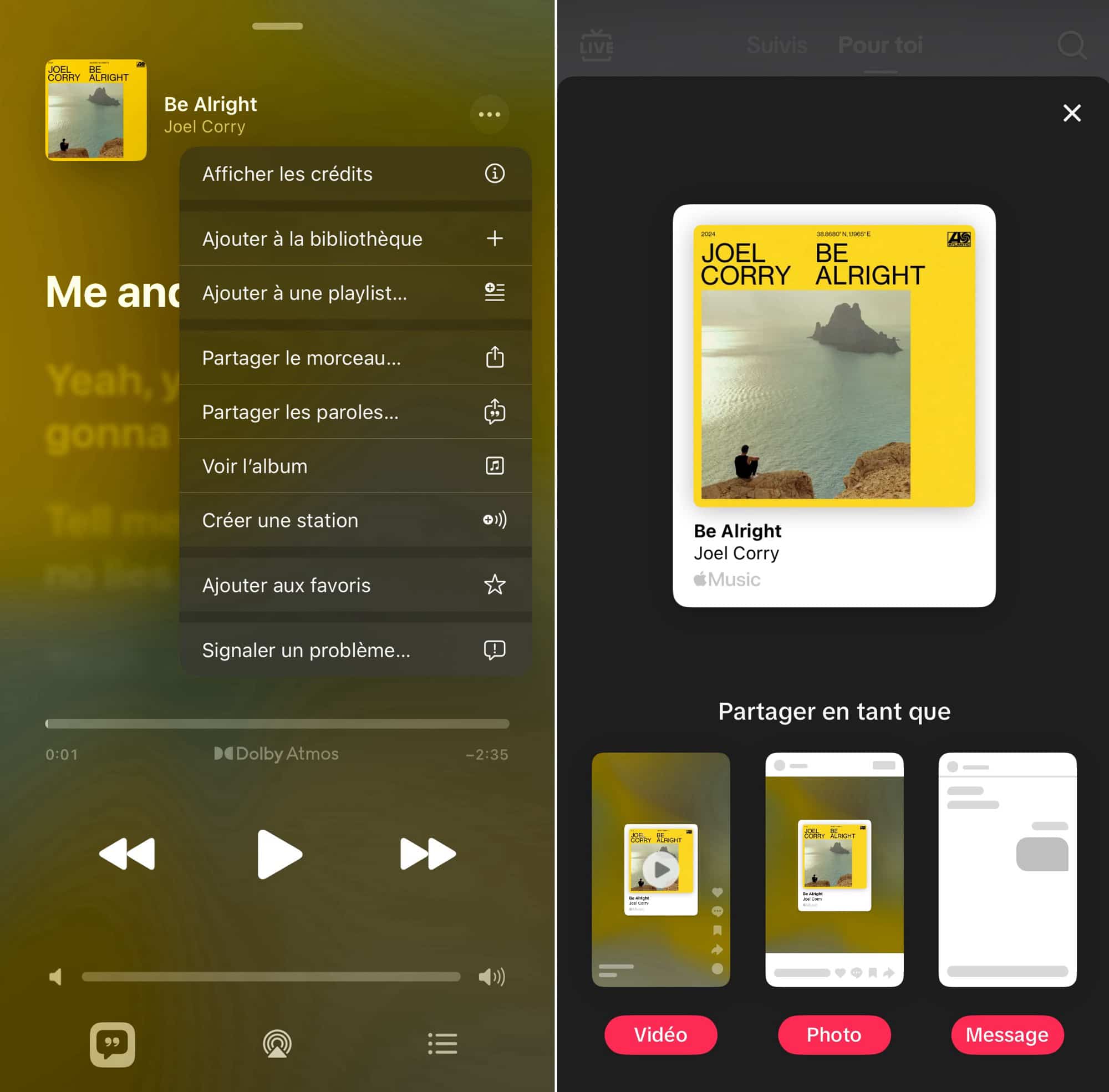 Partage avancé Apple Music vers TikTok