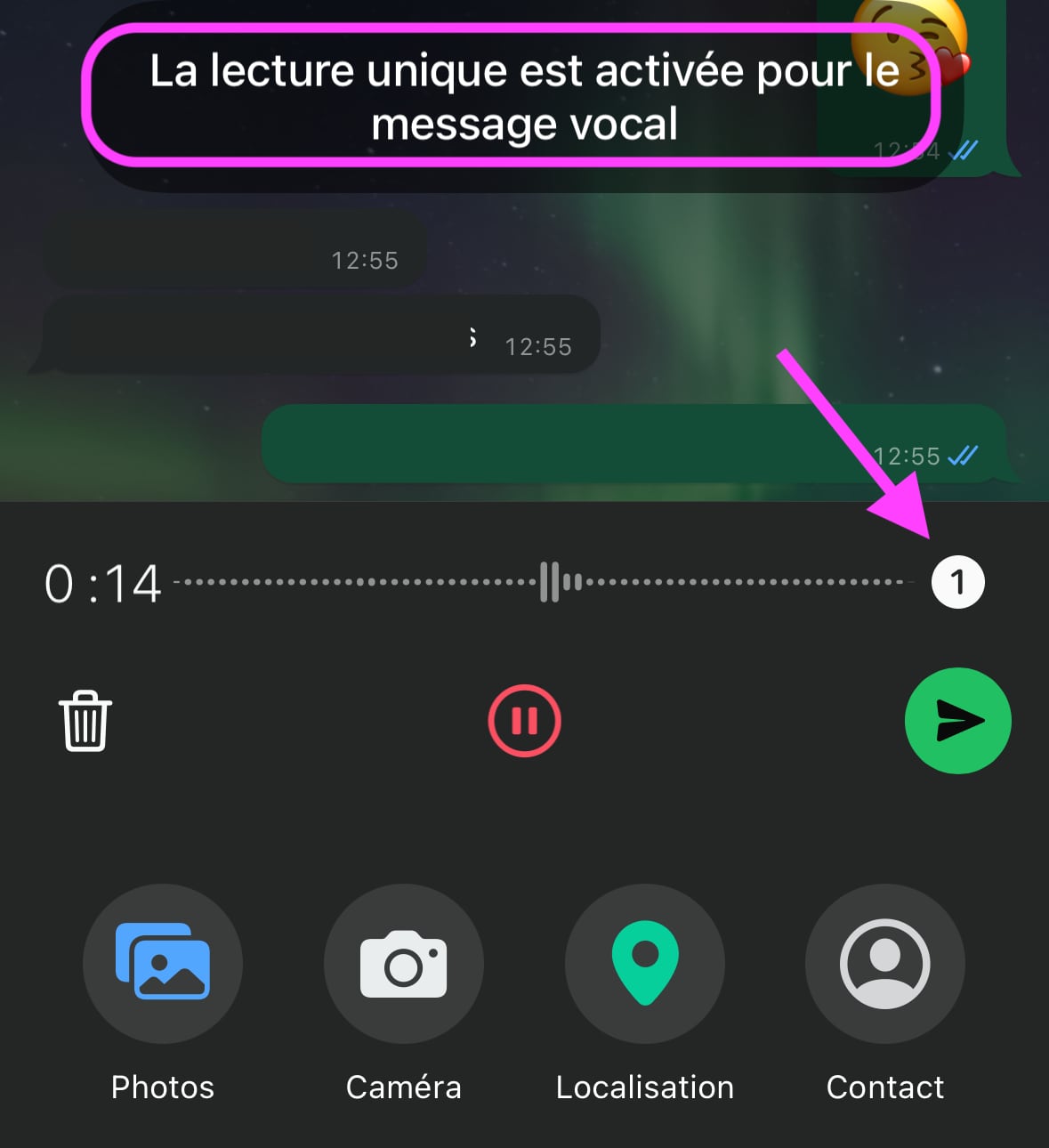 WhatsApp ajout audio vue unique