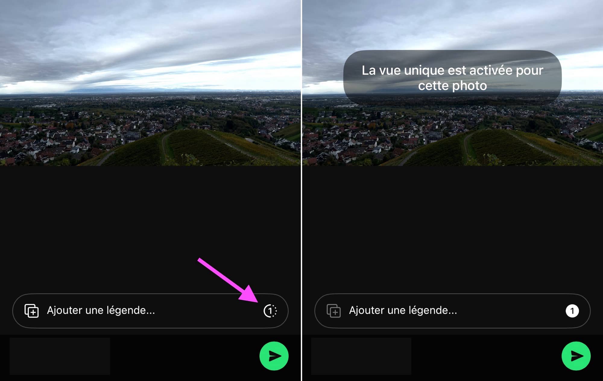 WhatsApp ajout image vue unique