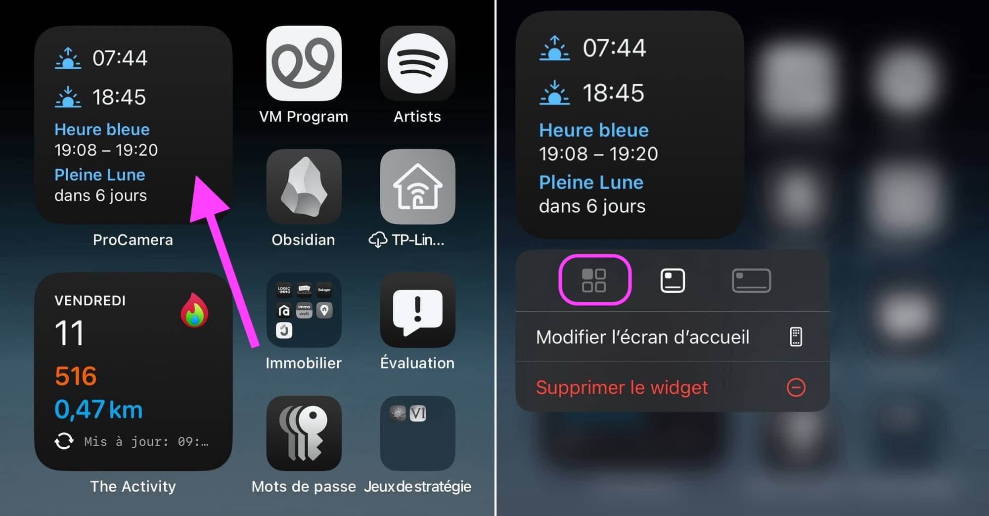 Widget vers icone iOS