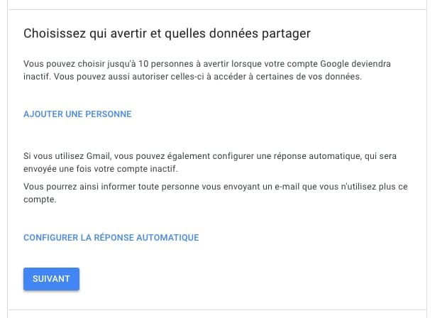 Compte inactif google partage