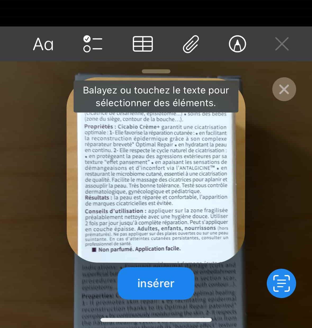 Scanner texte et éditer