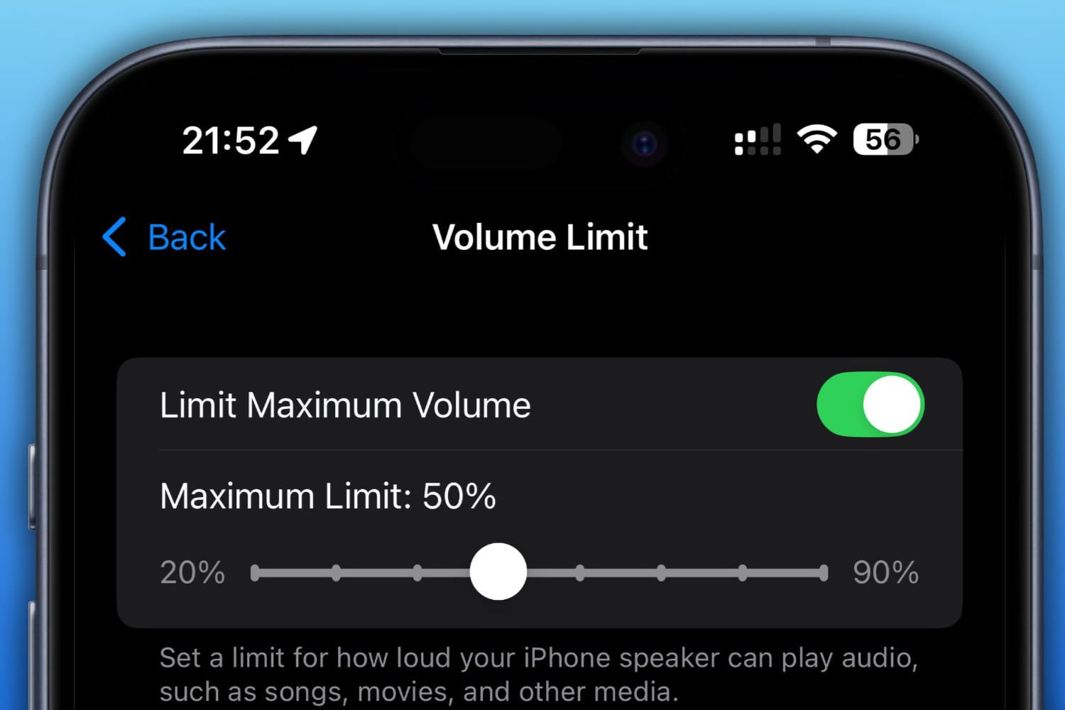 Volume limit apple iOS 18