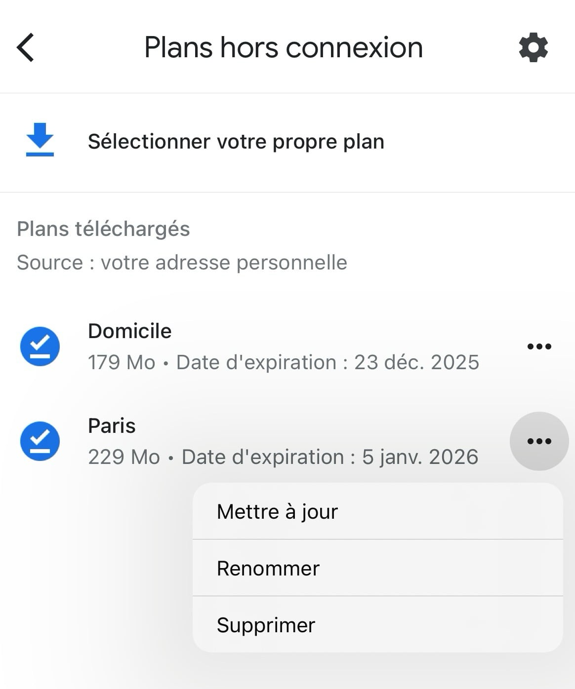 Google Maps cartes hors ligne