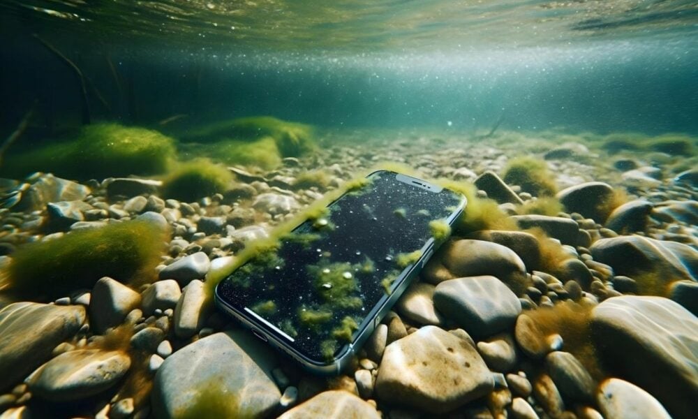 iPhone rivière lac eau immergé étanche